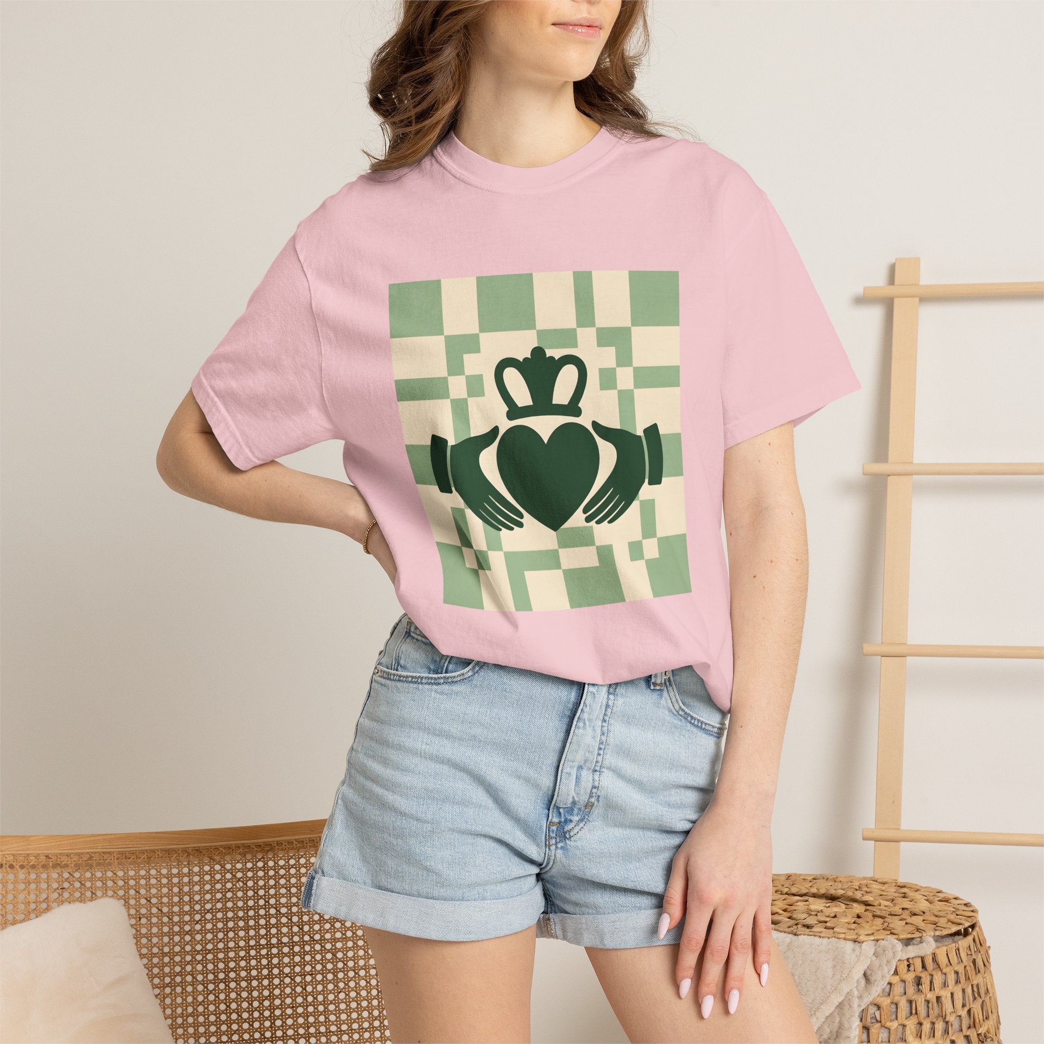 Claddagh Emblem Shirt St Patrick's Day Emerald Isle Gift Women Ethnic Tee Claddagh T-Shirt Irish Fan Celtic Tshirt Ireland Graphic Line Art