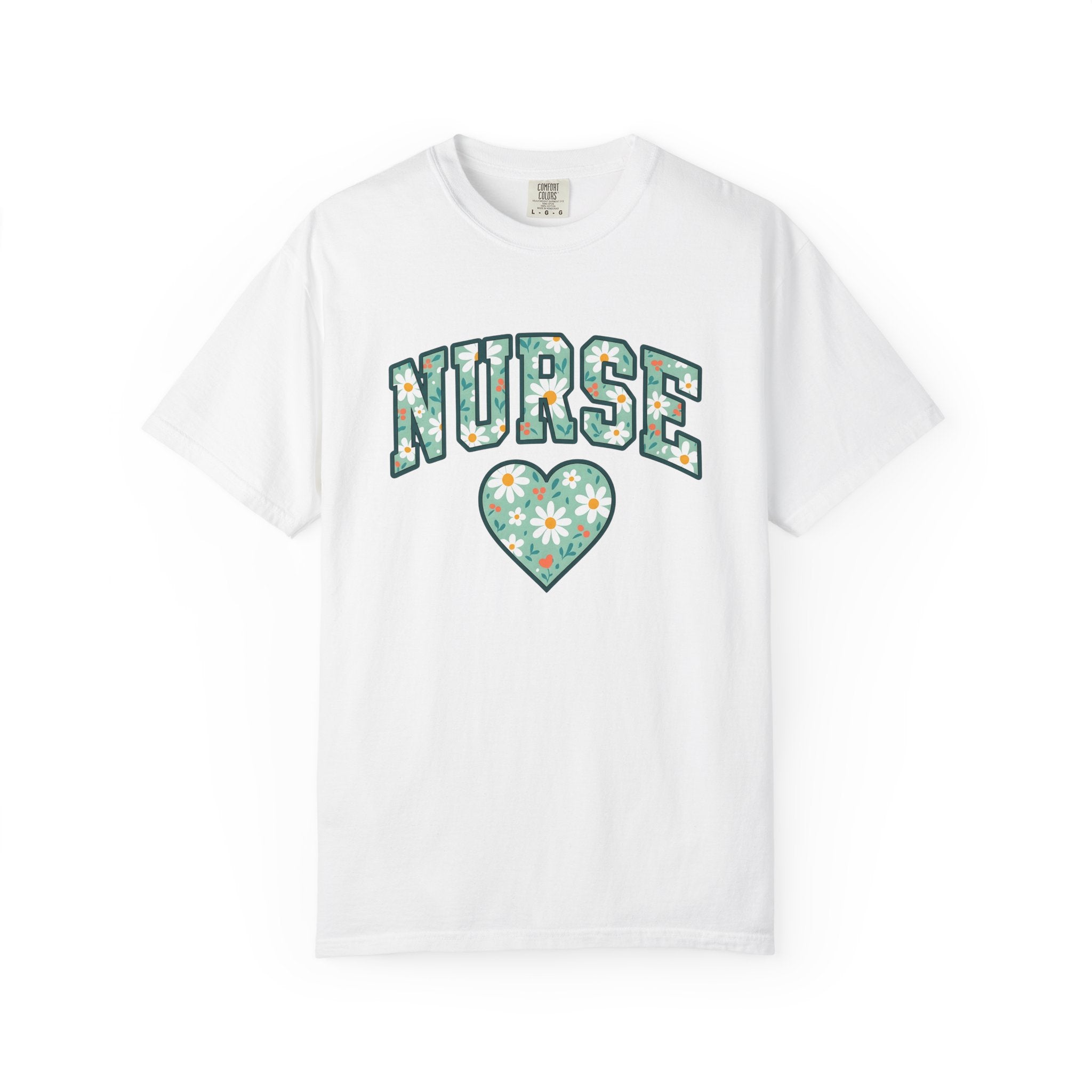 Blossom Heart Shirt Nurse Plants Gift Women Graphic Tee Heart T-Shirt Healthcare Enthusiast Illustration Design Floral Graphic Classic Daisy