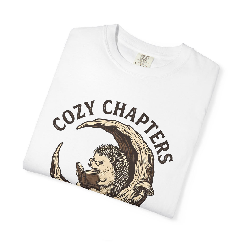 Hedgehog Book Shirt Cozy Reading Gift Women Classic Tee Bookworm T-Shirt Homey Fan Vintage Tshirt Literary Graphic Doodle Lunar Tshirt