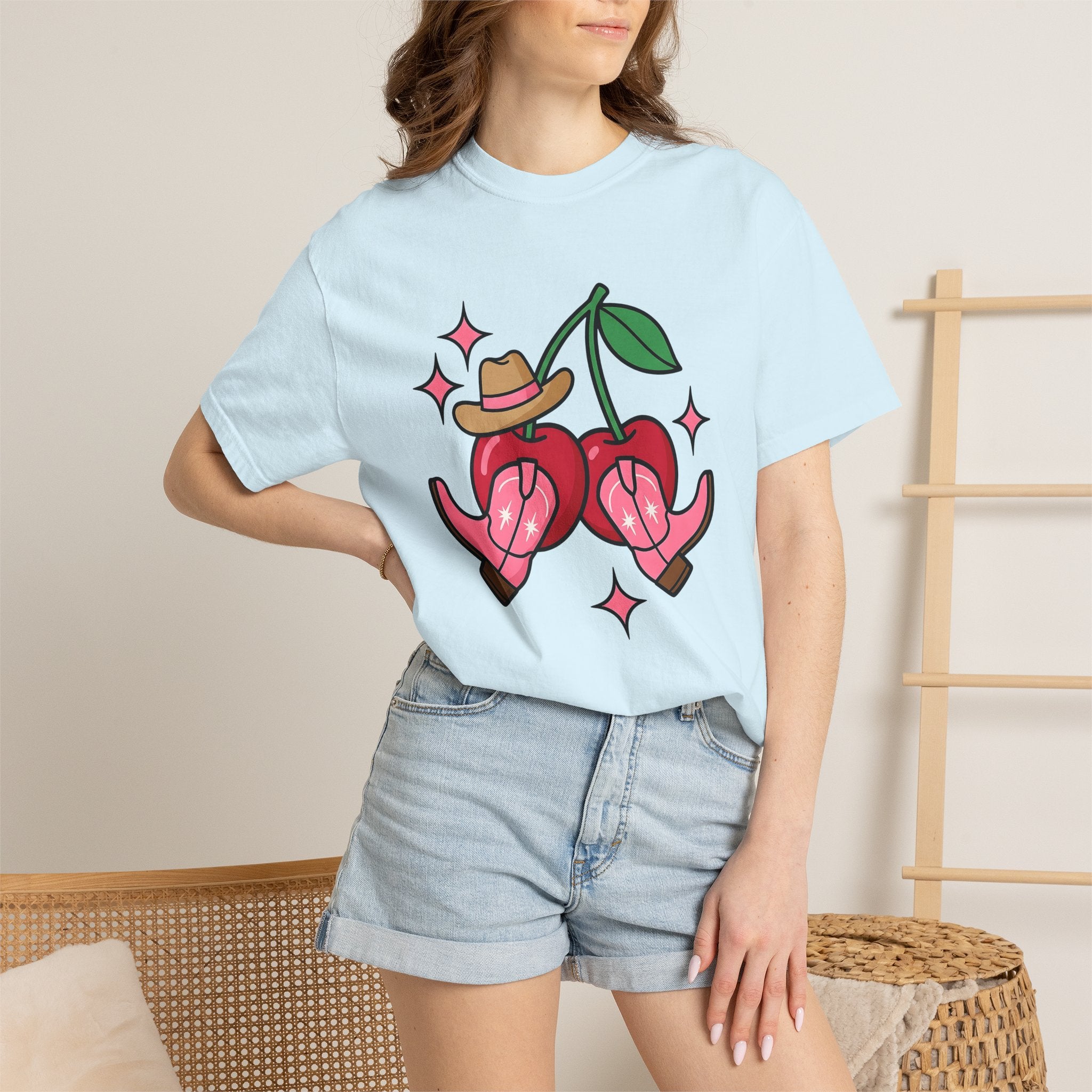 Cherry Cowboy Boots Shirt Cowgirl Western Gift Women Cartoon Tee Cowboy Boot T-Shirt Rodeo Fan Cowboy Art Tshirt Country Graphic Retro