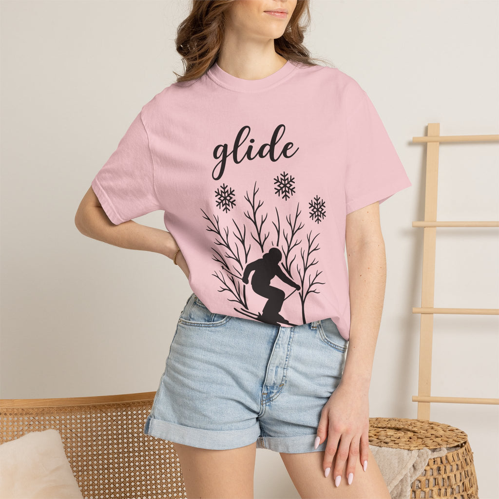 Skier Graphic Shirt Sports & Activities Winter Gift Women Silhouette Tee Snowboarder T-Shirt Athlete Enthusiast Outline Tshirt Frosty