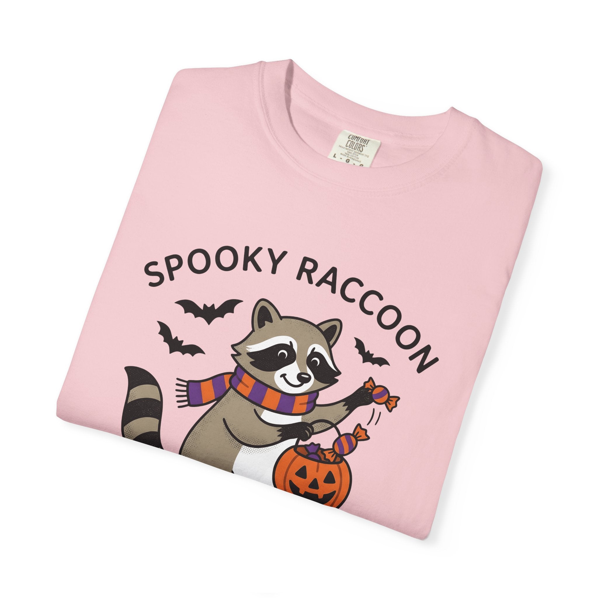 Raccoon Pumpkin Shirt Halloween Wildlife Gift Women Cartoon Tee Trash Panda T-Shirt Horror Fan Toon Tshirt Animal Graphic Hand Drawn Bats