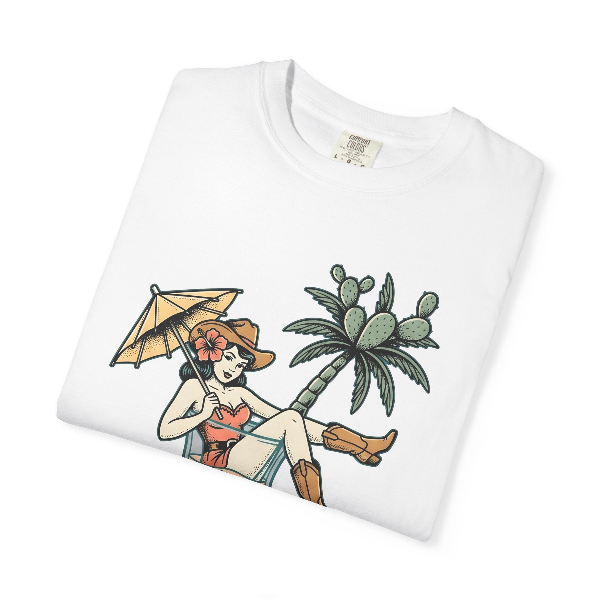Cowgirl Cocktail Shirt Cowgirl Tropical Gift Women Pinup Tee Cocktail T-Shirt Cowboy Fan Vintage Tshirt Island Graphic Retro Cactus Tshirt