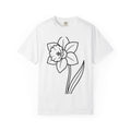 Daffodil Flower Shirt Easter Floral Gift Women Line Art Tee Narcissus T-Shirt Easter Fan Doodle Tshirt Botanical Graphic Minimalist Stem