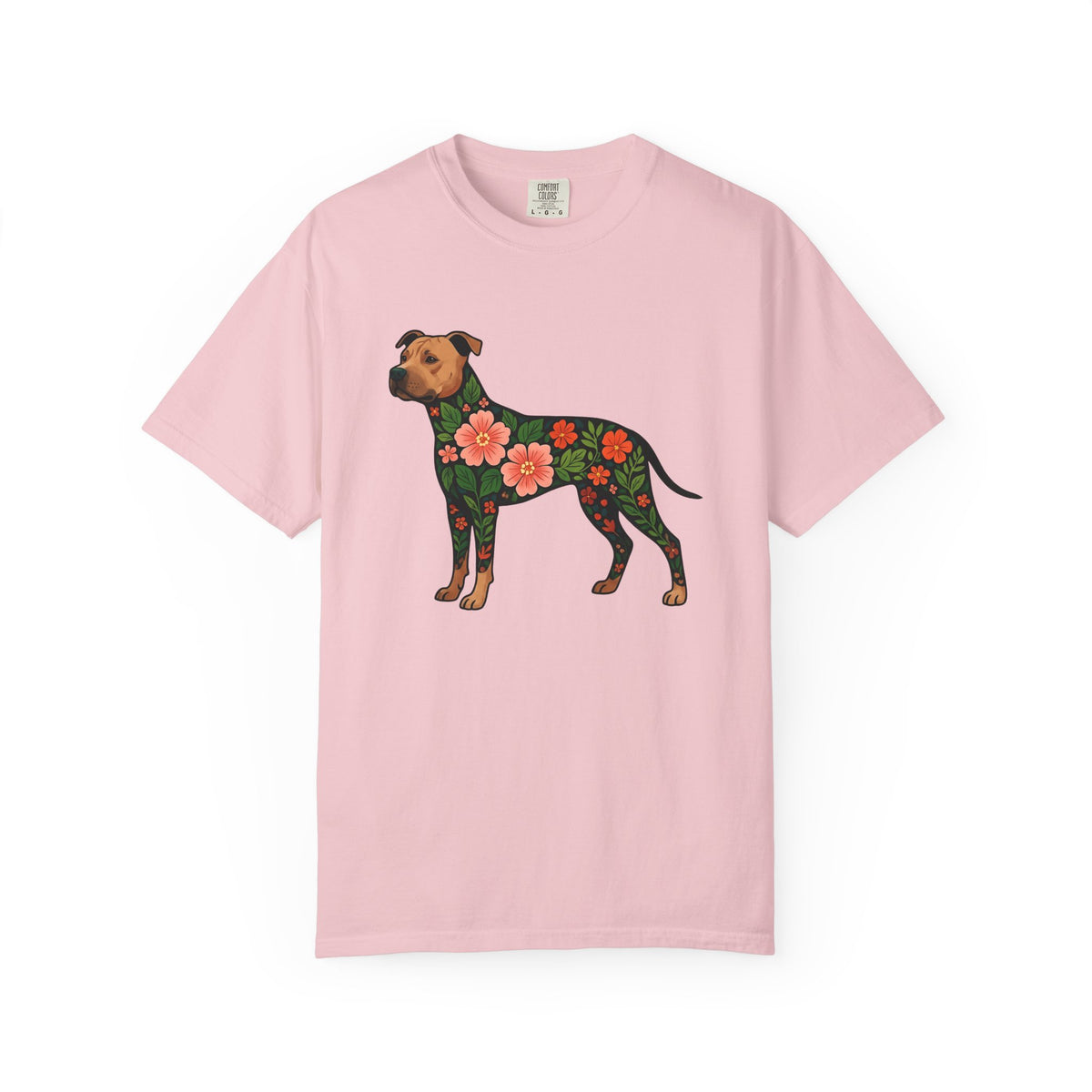 Pitbull Dog Shirt Dog Flora Unisex Gift Botanical Tee Pibble T-Shirt Dog Fan