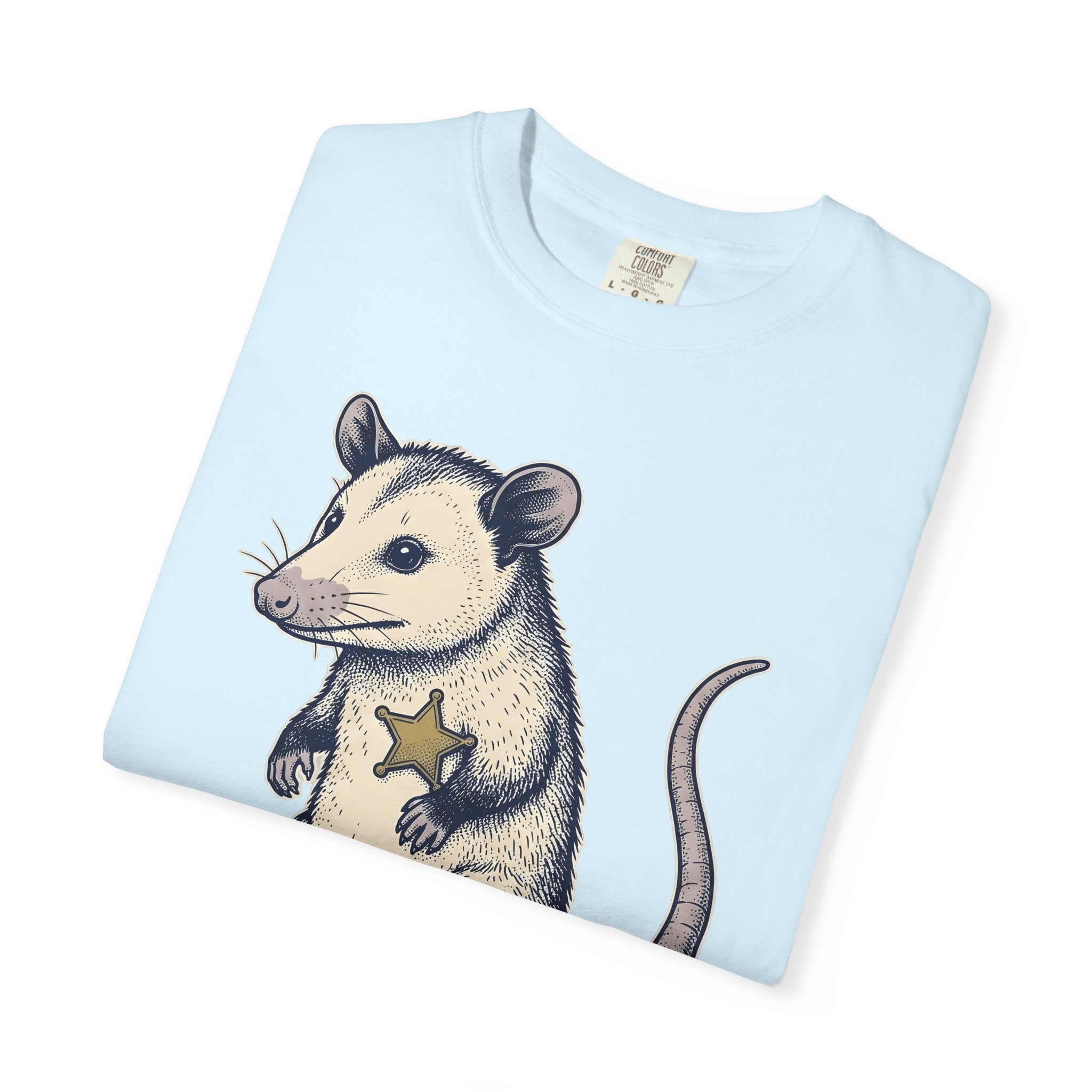 Possum Marshal Shirt Possum Fauna Gift Women Line Art Tee Opossum T-Shirt Possum Fan Opossum Tshirt Wildlife Graphic Hand Drawn Shield