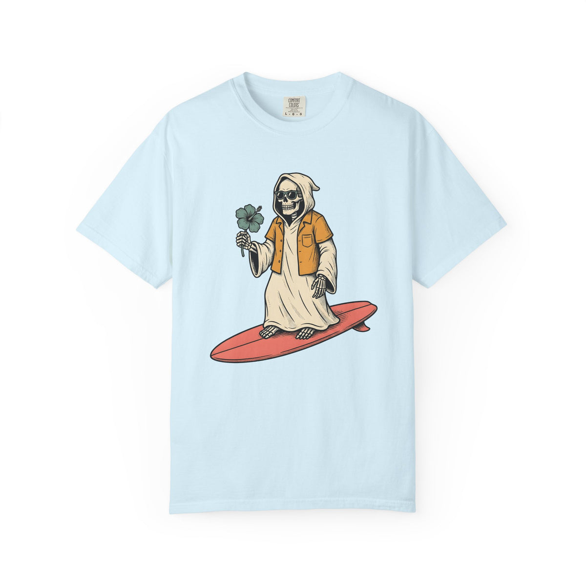 Skeleton Surfer Shirt Surfing Halloween Gift Women Tattoo Tee Skeleton T-Shirt Surfer Fan Ink Tshirt Spooky Graphic Vintage Hibiscus Tshirt
