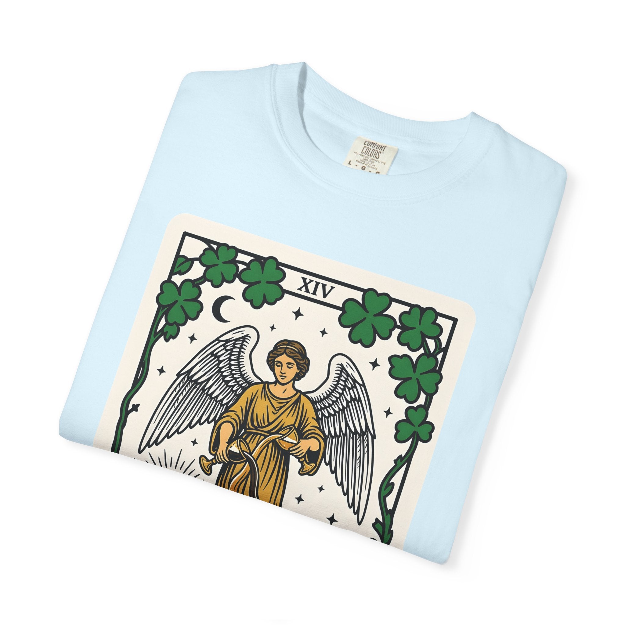 Angel Tarot Card Shirt St Patrick's Day Mystical Gift Women Vintage Tee Oracle Card T-Shirt Luck Fan Retro Tshirt Spiritual Graphic Hand