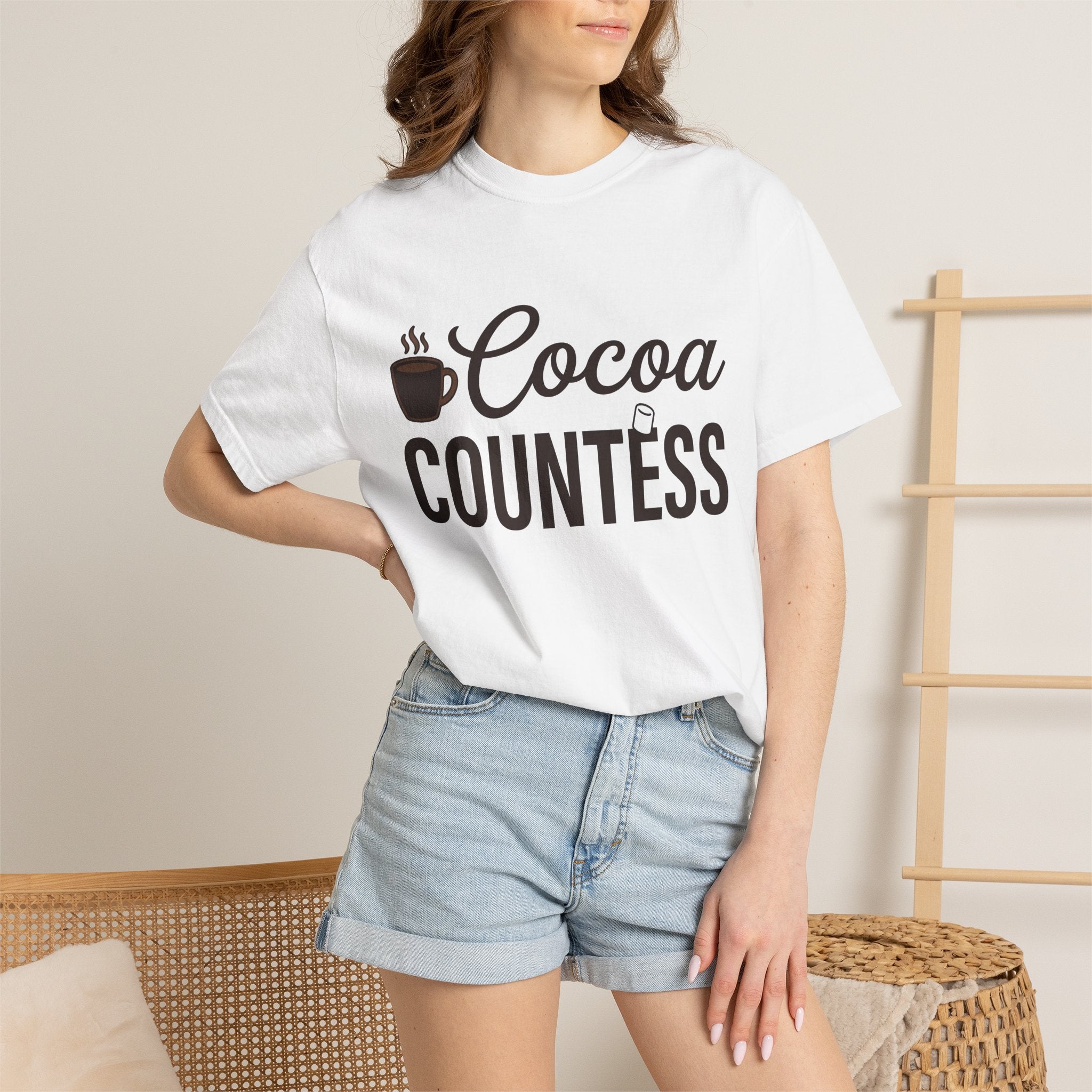Chocolate Mug Shirt Drinks Snack Gift Women Trendy Tee Hot Chocolate T-Shirt Beverage Fan Cocoa Tshirt Munchie Graphic Basic Marshmallow