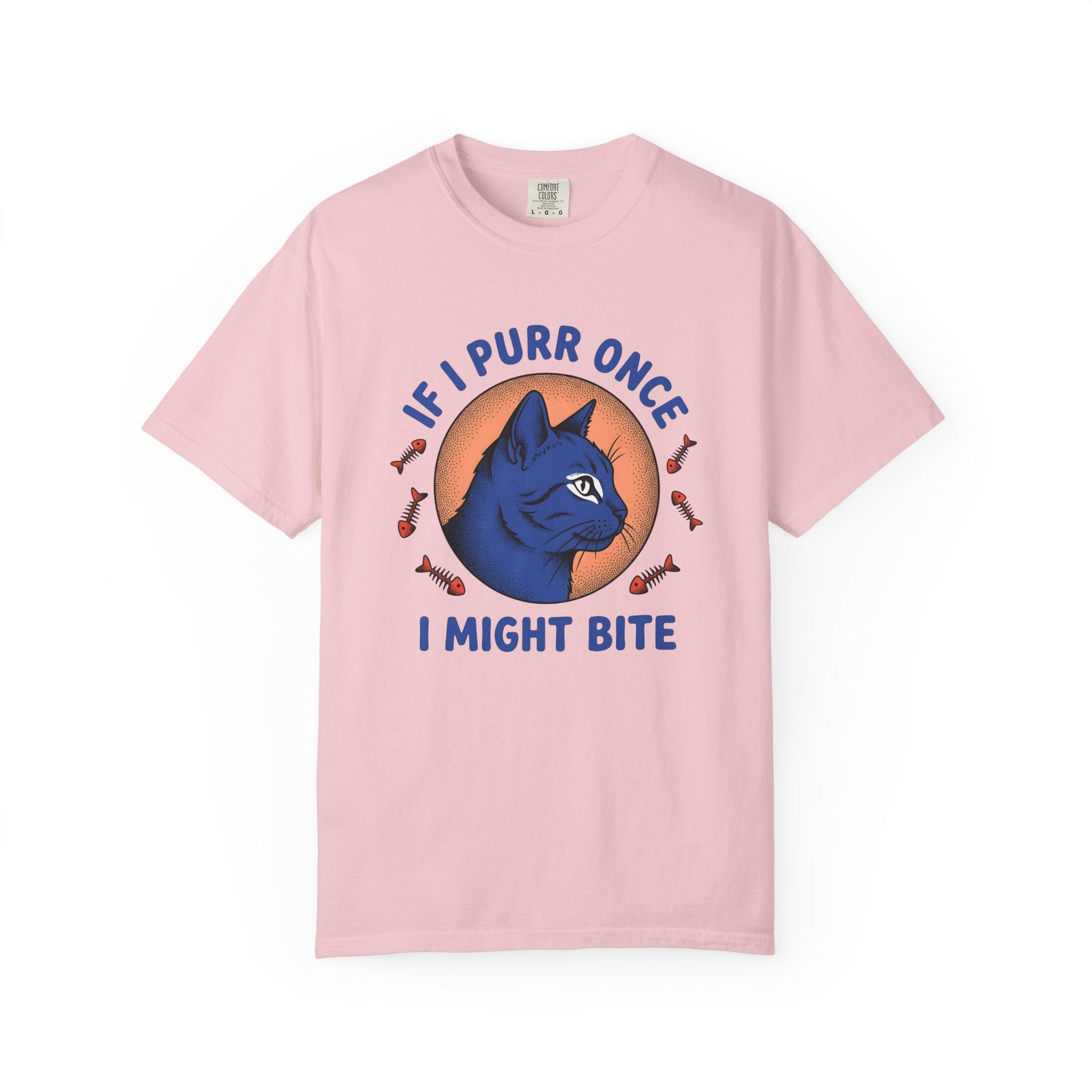 Blue Feline Artwork Shirt Cat Comedy Gift Women Colorful Tee Cat T-Shirt Cat Fan Fancy Tshirt Humor Graphic Classic Fish Spine Tshirt
