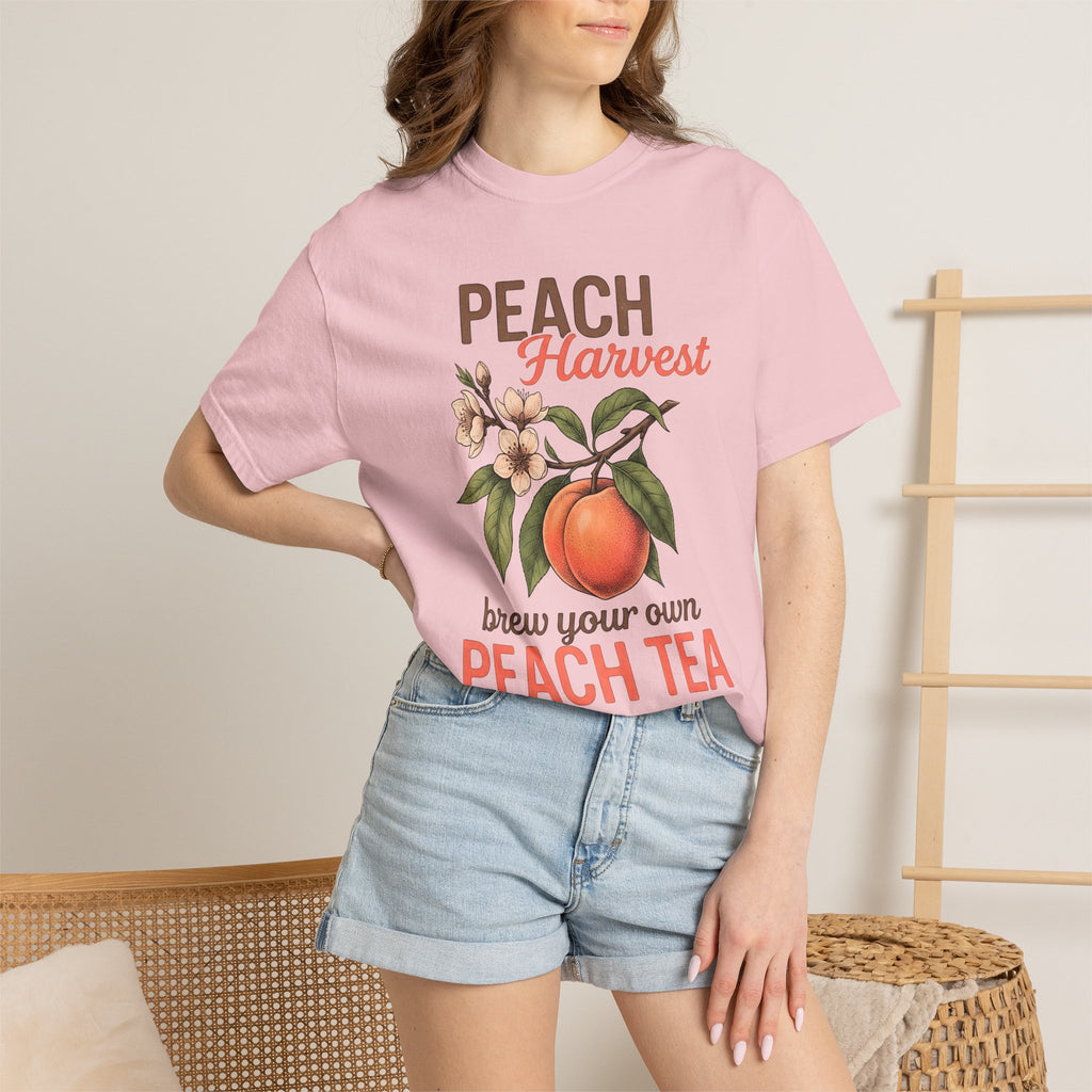 Peach Sprig Shirt Drinks Recipe Gift Women Natural Tee Peach T-Shirt Cocktail Fan Realistic Tshirt Formula Graphic Sketch Petal Tshirt