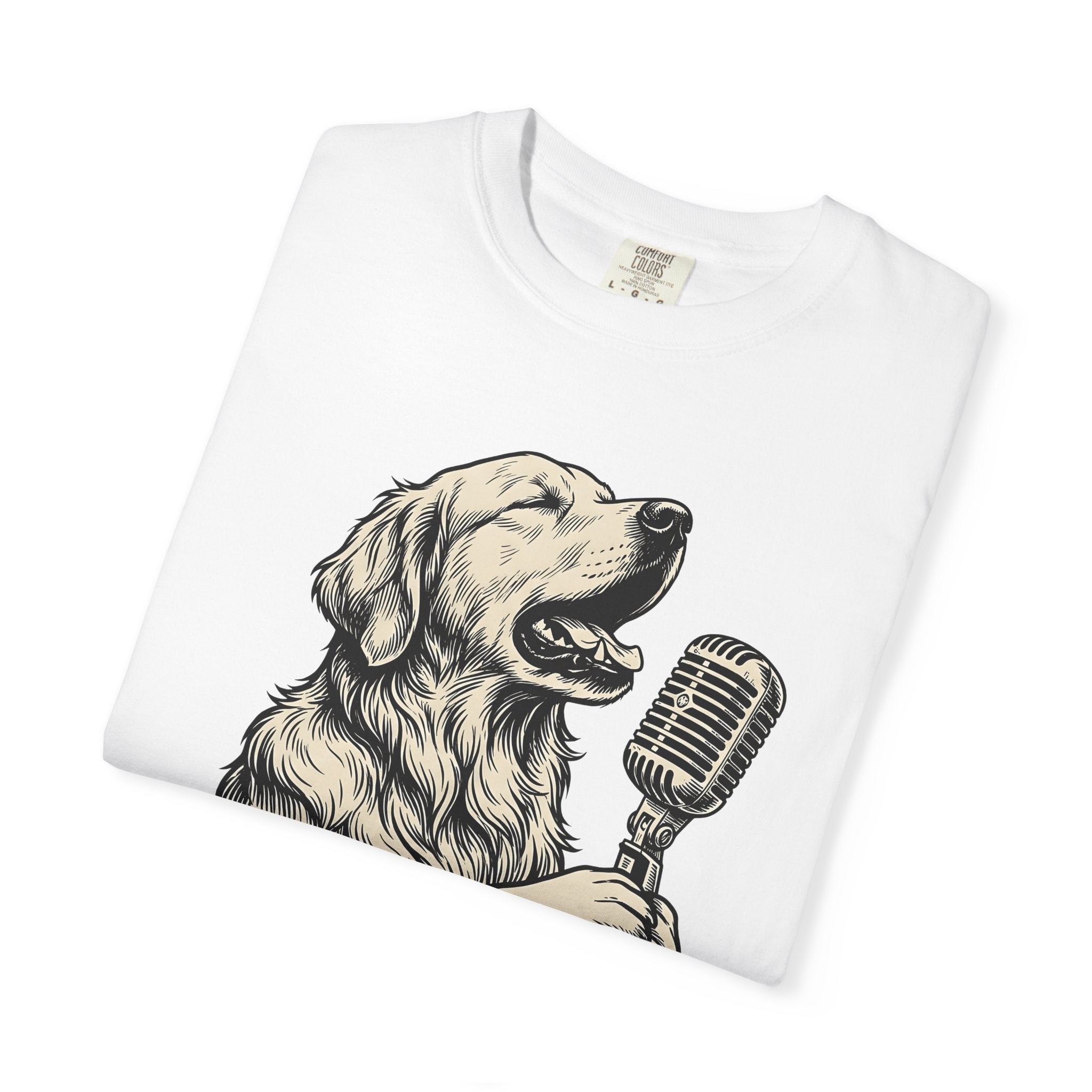 Golden Retriever Shirt Dog Guitar Gift Women Line Art Tee Retriever T-Shirt Dog Fan Illustrated Graphic Tshirt Hand Drawn Microphone Tshirt