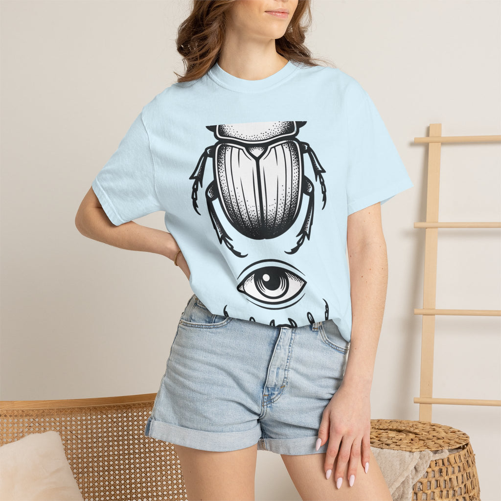 Jewel Beetle Shirt Beetle Occult Gift Women Line Art Tee Buprestid T-Shirt Bug Fan Insect Graphic Tshirt Mystical Illustration Hand Drawn