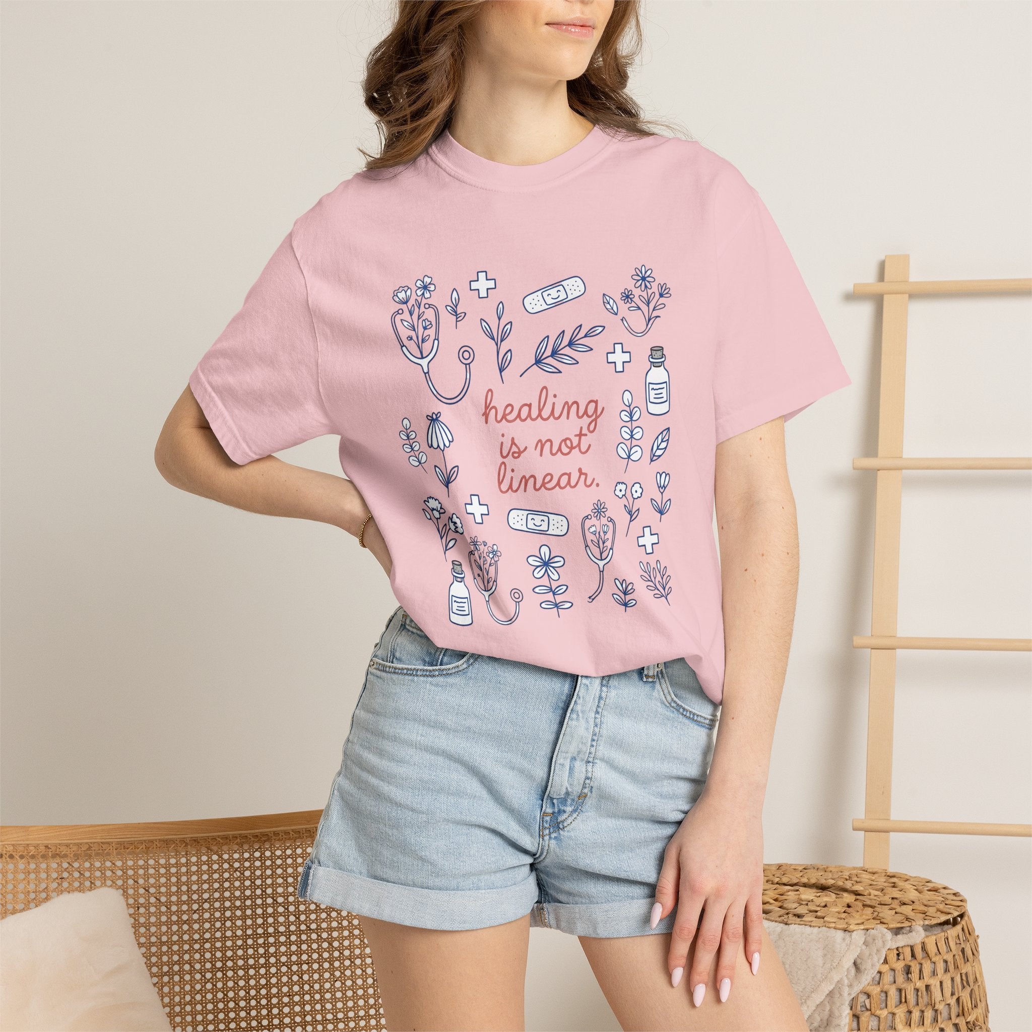 Stethoscope Flowers Shirt Nurses Fitness Gift Women Line Art Tee Stethoscope T-Shirt Nurse Enthusiast Linework Tshirt Fitness Graphic Modern