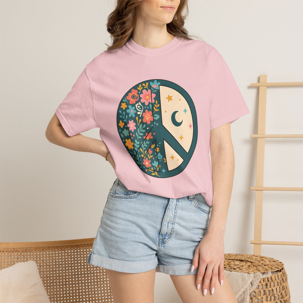 Peace Icon Shirt Boho Chic Tribal Gift Women Gypsy Tee Peace Sign T-Shirt Bohemian Enthusiast Hippie Tshirt Ethnic Graphic Classic Flower