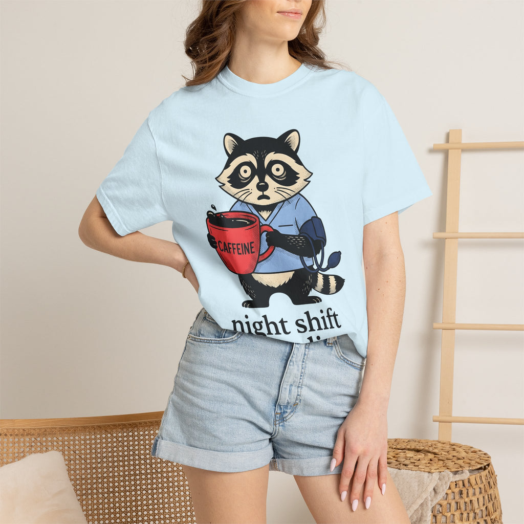 Raccoon Mug Shirt Nurses Wildlife Gift Women Comic Tee Raccoon T-Shirt Nurse Enthusiast Cartoon Tshirt Animal Graphic Vintage Nurse Uniform