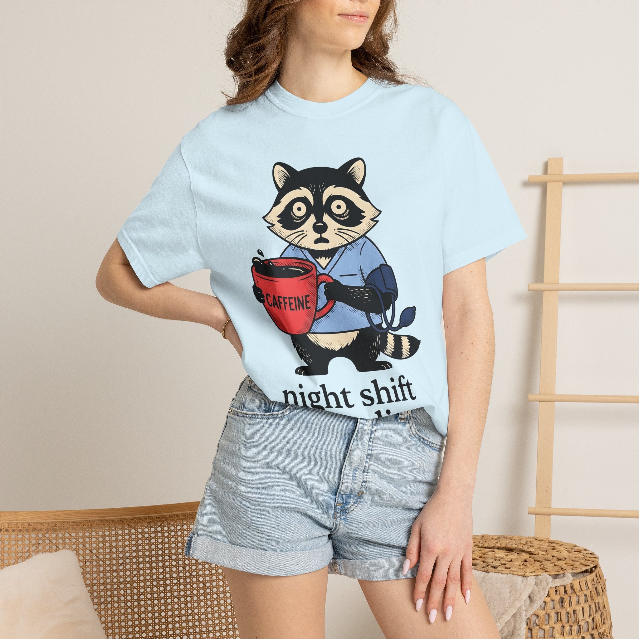 Raccoon Mug Shirt Nurses Wildlife Gift Women Comic Tee Raccoon T-Shirt Nurse Enthusiast Cartoon Tshirt Animal Graphic Vintage Nurse Uniform