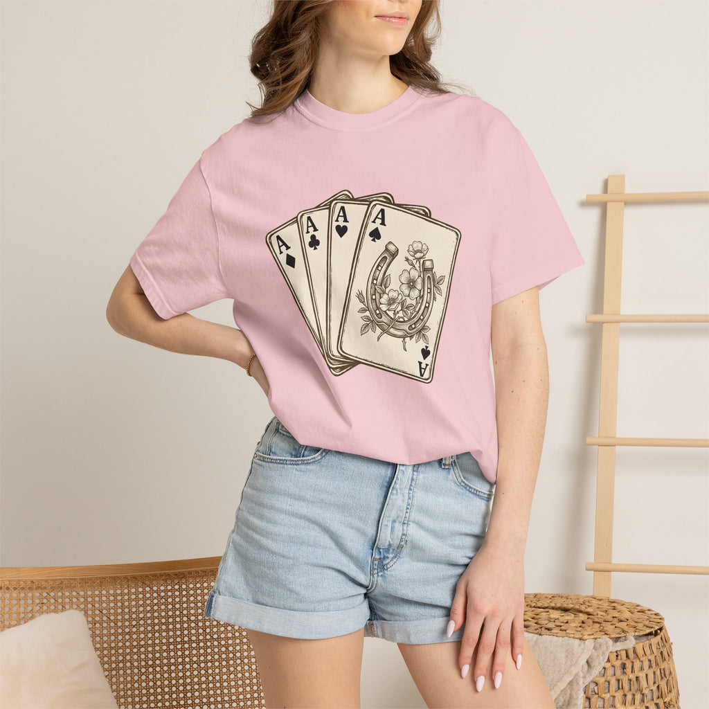 Playing Cards Shirt Cowgirl Gambling Gift Women Vintage Tee Poker T-Shirt Cowboy Fan Retro Tshirt Betting Graphic Western Horseshoe Tshirt