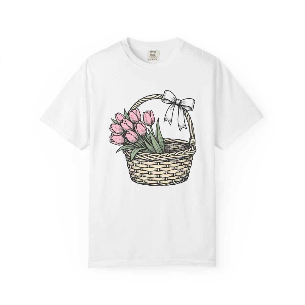 Floral Bouquet Shirt Easter Petals Gift Women Line Art Tee Flower Arrangement T-Shirt Spring Fan Floral Design Graphic Illustration Hand