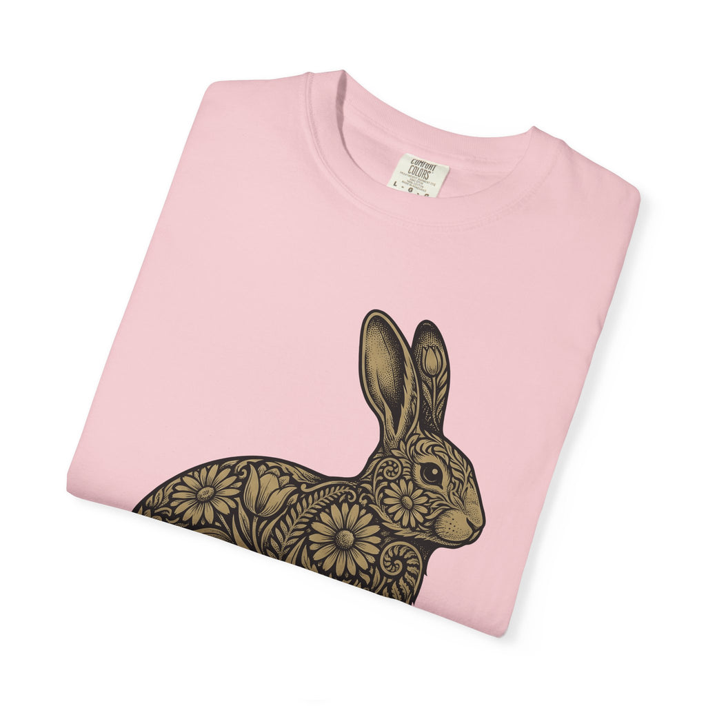 Floral Rabbit Shirt Easter Animal Gift Women Boho Tee Bunny T-Shirt Easter Fan Hippie Tshirt Creature Graphic Vintage Daisy Tshirt