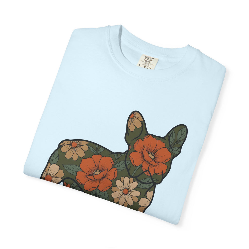 French Bulldog Shirt Dog Botanical Gift Women Rustic Tee Bouledogue T-Shirt Dog Fan Vintage Tshirt Floral Graphic Retro Flower Tshirt