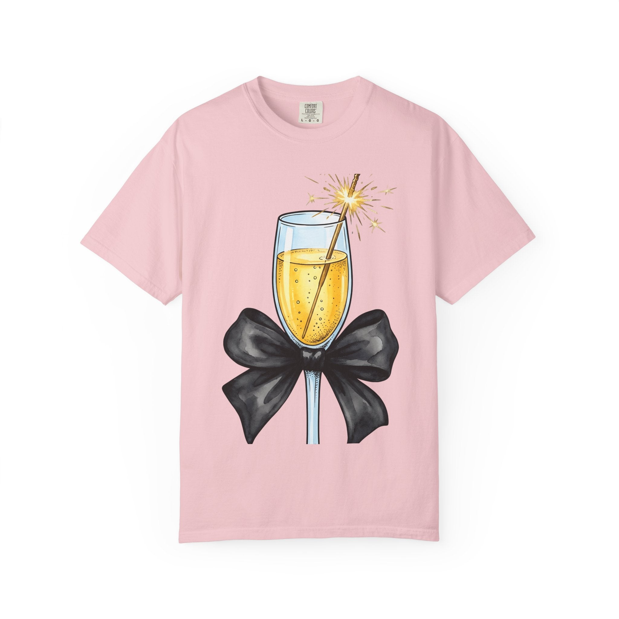 Champagne Flute Shirt Holiday Festive Gift Women Hand Painted Tee Champagne Glass T-Shirt Christmas Fan Painted Tshirt Celebration Graphic