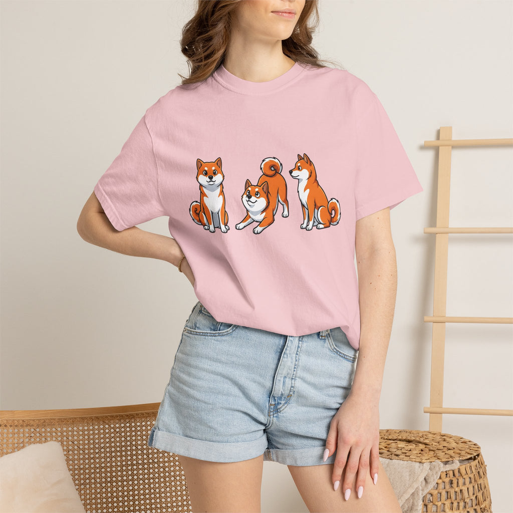 Shiba Inu Dogs Shirt Dog Fauna Gift Women Line Art Tee Shiba Inu T-Shirt Dog Fan Drawing Graphic Tshirt Doodle Fun Pose Tshirt