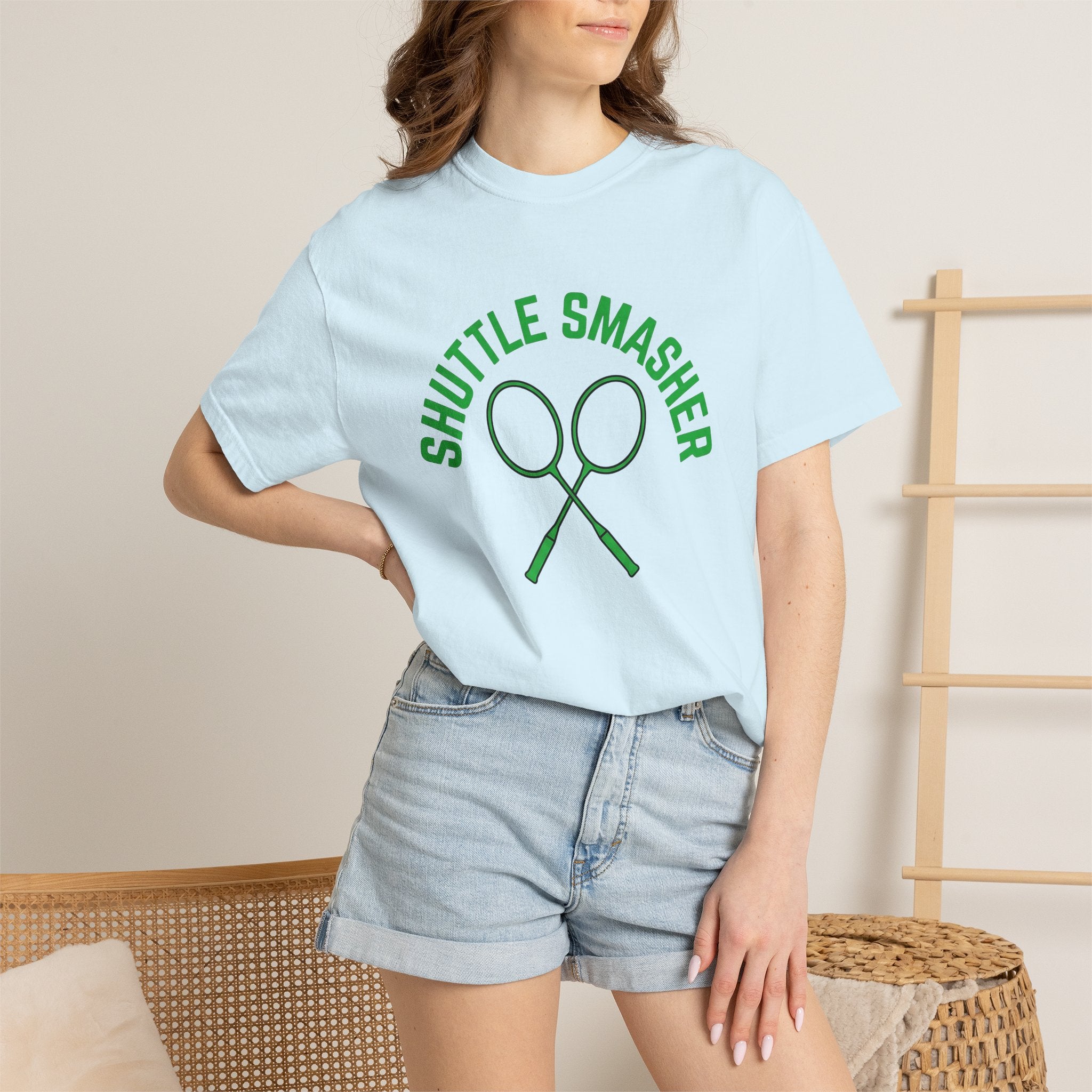 Badminton Rackets Shirt Badminton Team Gift Women Bold Tee Racquet T-Shirt Badminton Fan Graphic Tshirt Crew Graphic Minimalist Crossed
