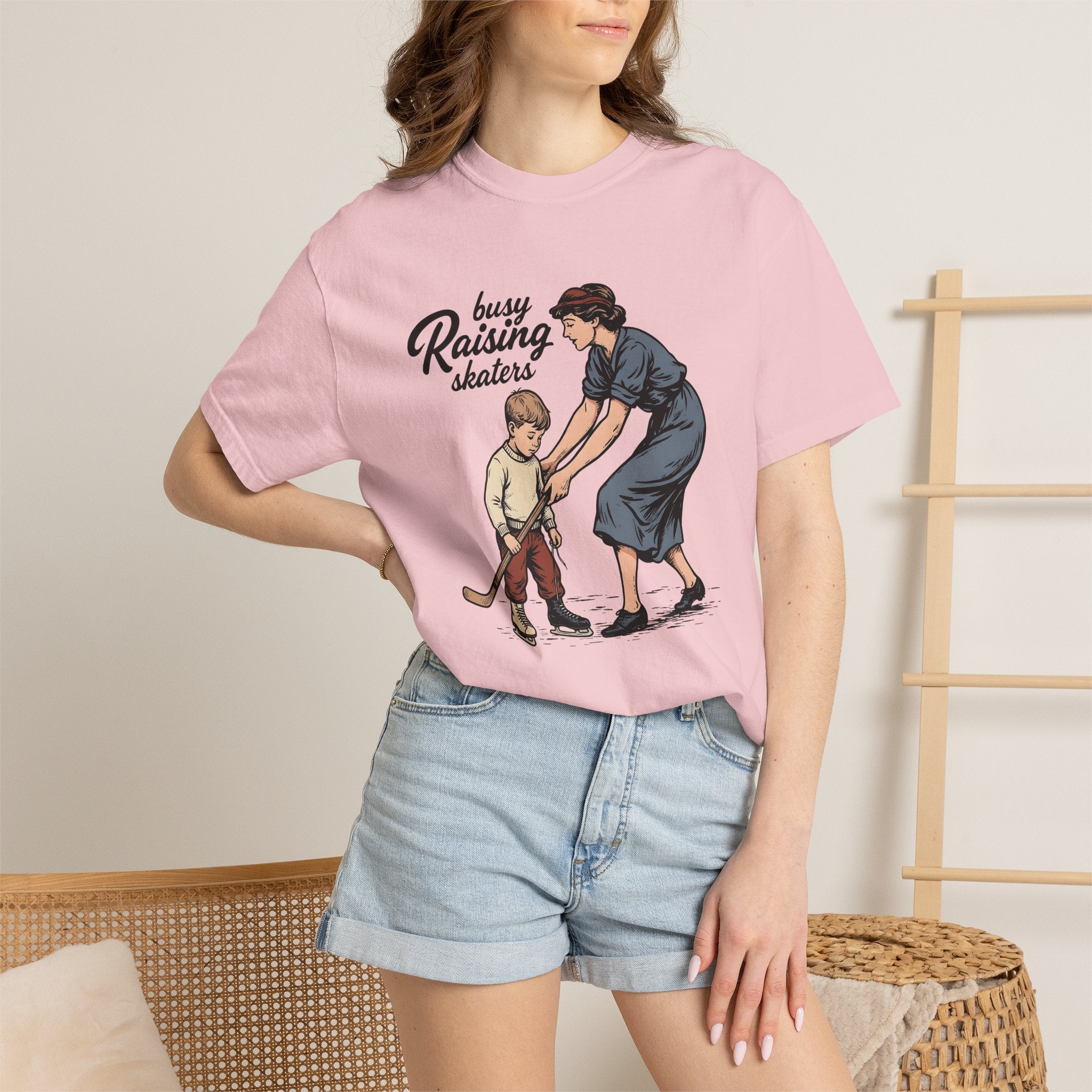 Mother Child Hockey Shirt Moms Hockey Gift Women Retro Tee Hockey Mom T-Shirt Mom Fan Vintage Tshirt Hockey Graphic Sketch Hockey Stick