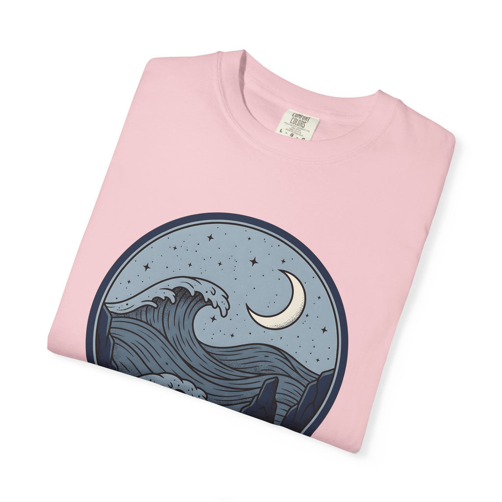 Coastal Waves Shirt Ocean Space Gift Women Rustic Tee Surf T-Shirt Sea Fan Vintage Tshirt Galaxy Graphic Traditional Moon Phase Tshirt