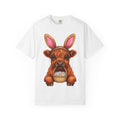 Highland Cow Shirt Easter Animal Gift Women Cute Tee Cow T-Shirt Easter Fan Cowboy Tshirt Creature Graphic Watercolor Bunny Ears Tshirt