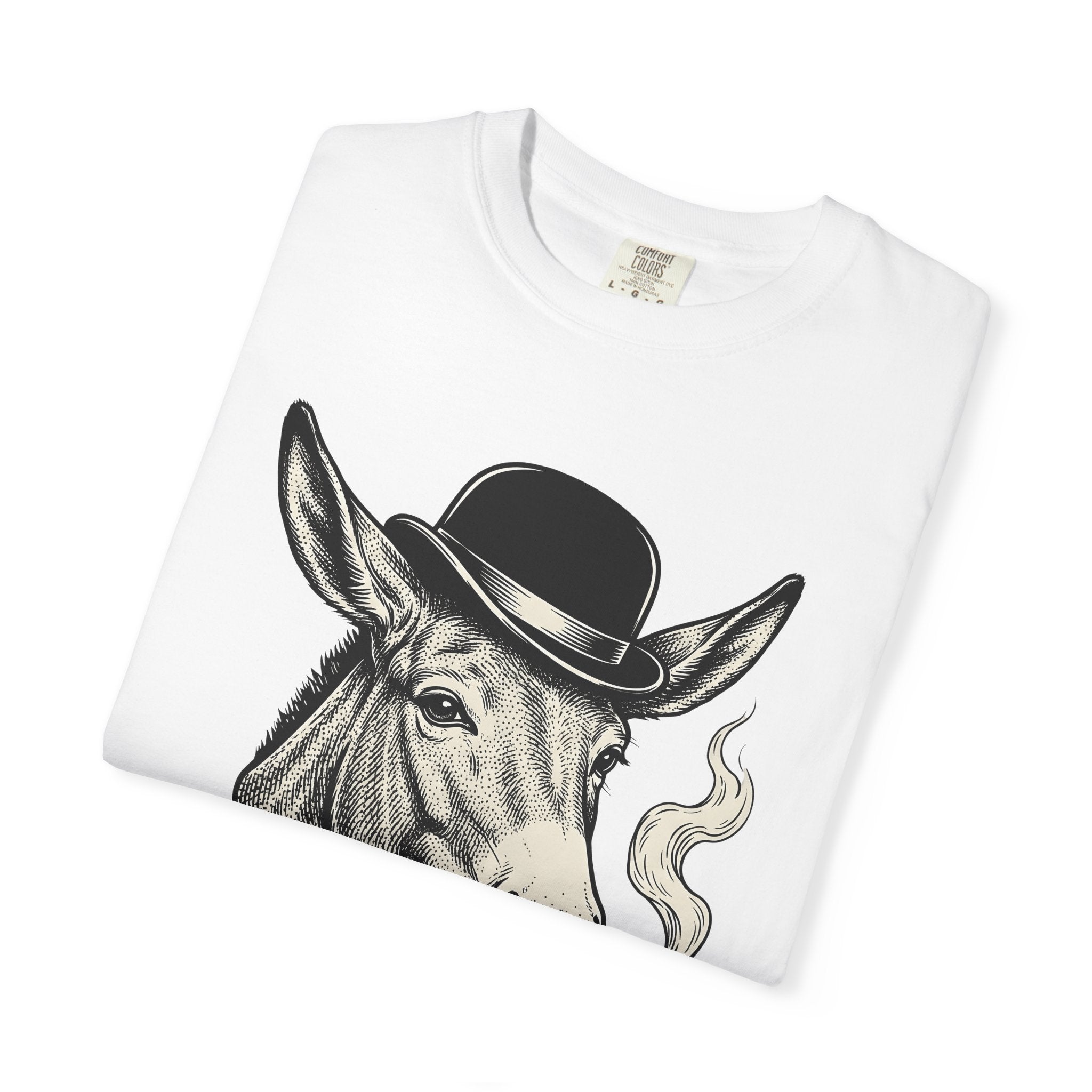 Donkey Hat Shirt Animal Humor Gift Women Vintage Tee Burro T-Shirt Pet Fan Retro Tshirt Funny Graphic Hand Drawn Cigar Tshirt