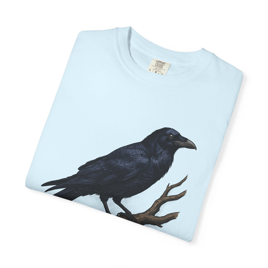 Raven Bird Shirt Halloween Nature Gift Women Gothic Tee Crow T-Shirt Horror Fan Dark Tshirt Wilderness Graphic Vintage Tree Branch Tshirt