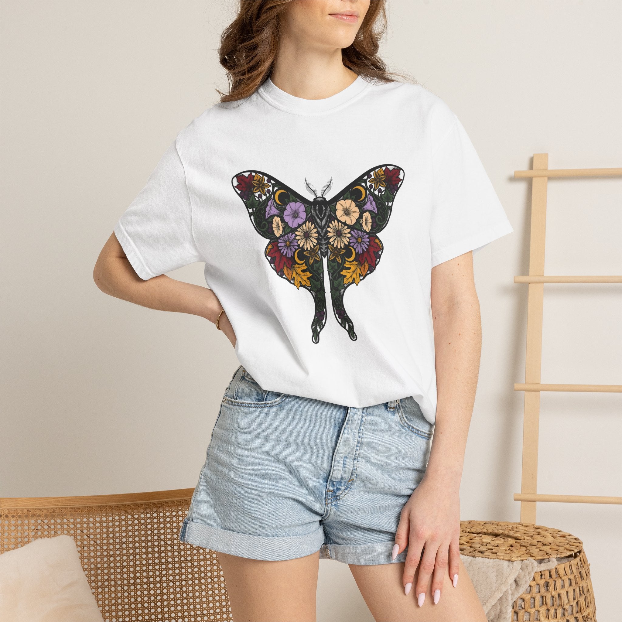 Butterfly Flower Shirt Nature Plants Gift Women Floral Tee Butterfly T-Shirt Outdoors Enthusiast Botanical Tshirt Floral Graphic Retro