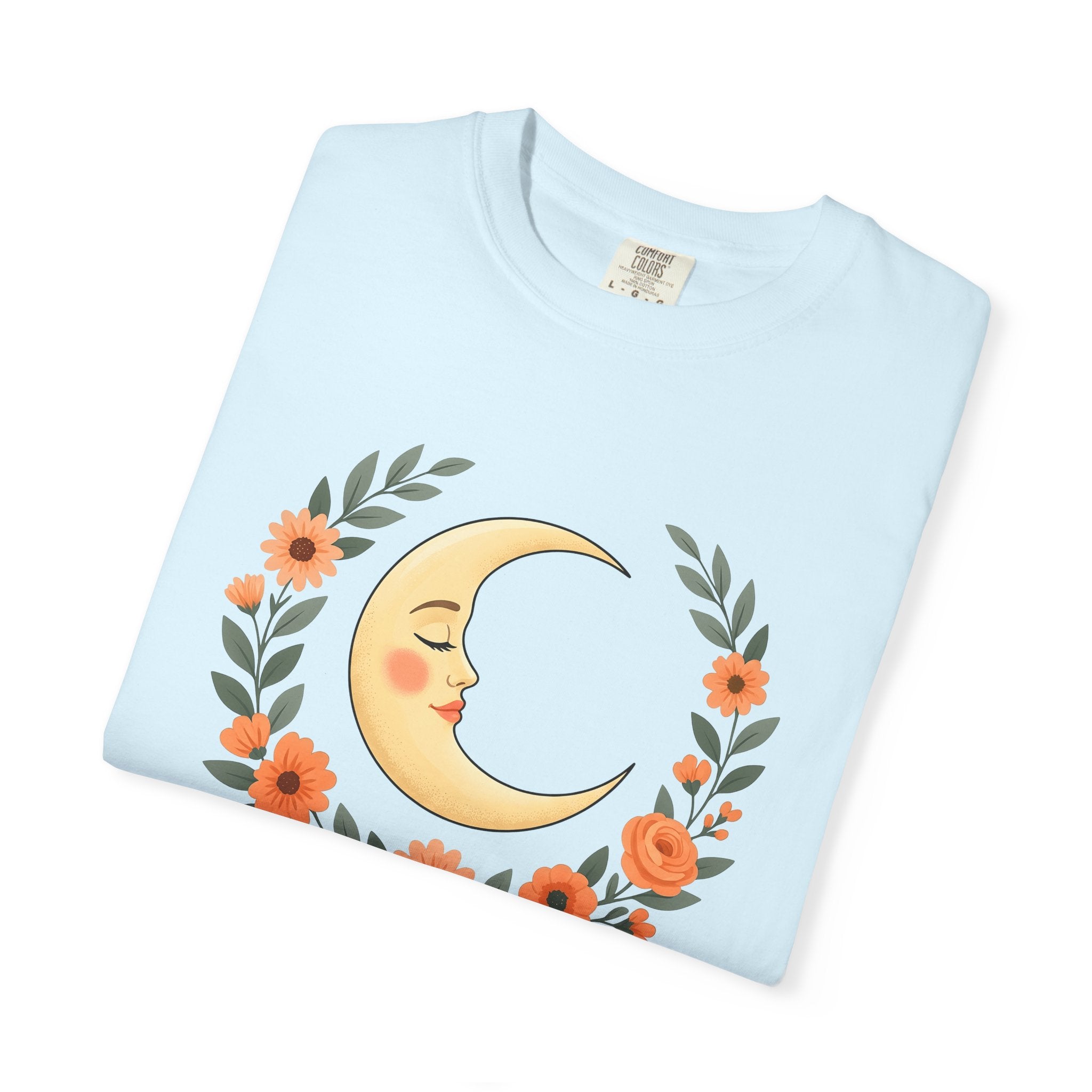 Crescent Moon Shirt Boho Chic Astrology Gift Women Hippie Tee Lunar T-Shirt Bohemian Fan Psychedelic Tshirt Zodiac Graphic Retro Flower
