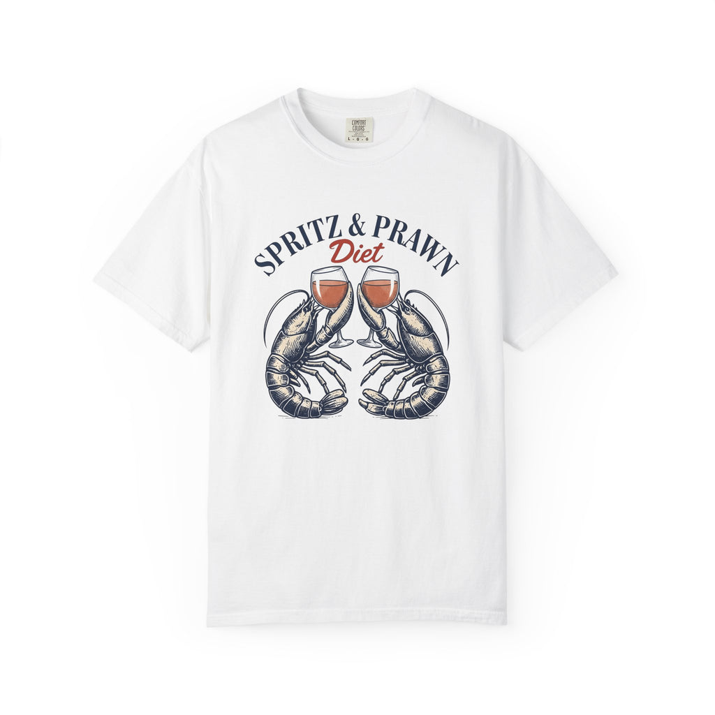 Prawn Wine Glass Shirt Funny Foodie Gift Women Vintage Tee Wineglass T-Shirt Humor Fan Retro Tshirt Gourmet Graphic Hand Drawn Seafood