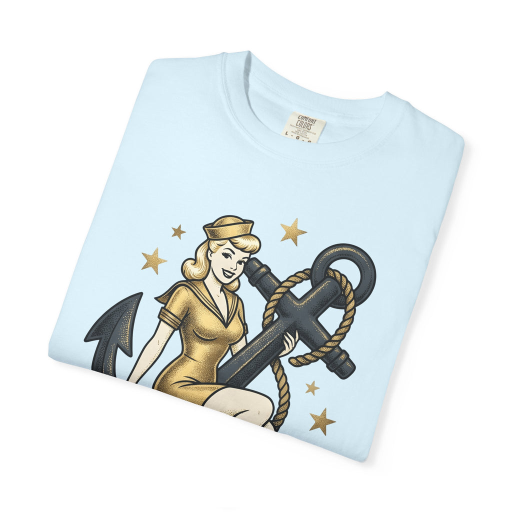 Sailor Pinup Shirt Pinup Ocean Gift Women Sketch Tee Pinup Girl T-Shirt Pinup Fan Drawing Graphic Classic Tattoo Boat Anchor Tshirt