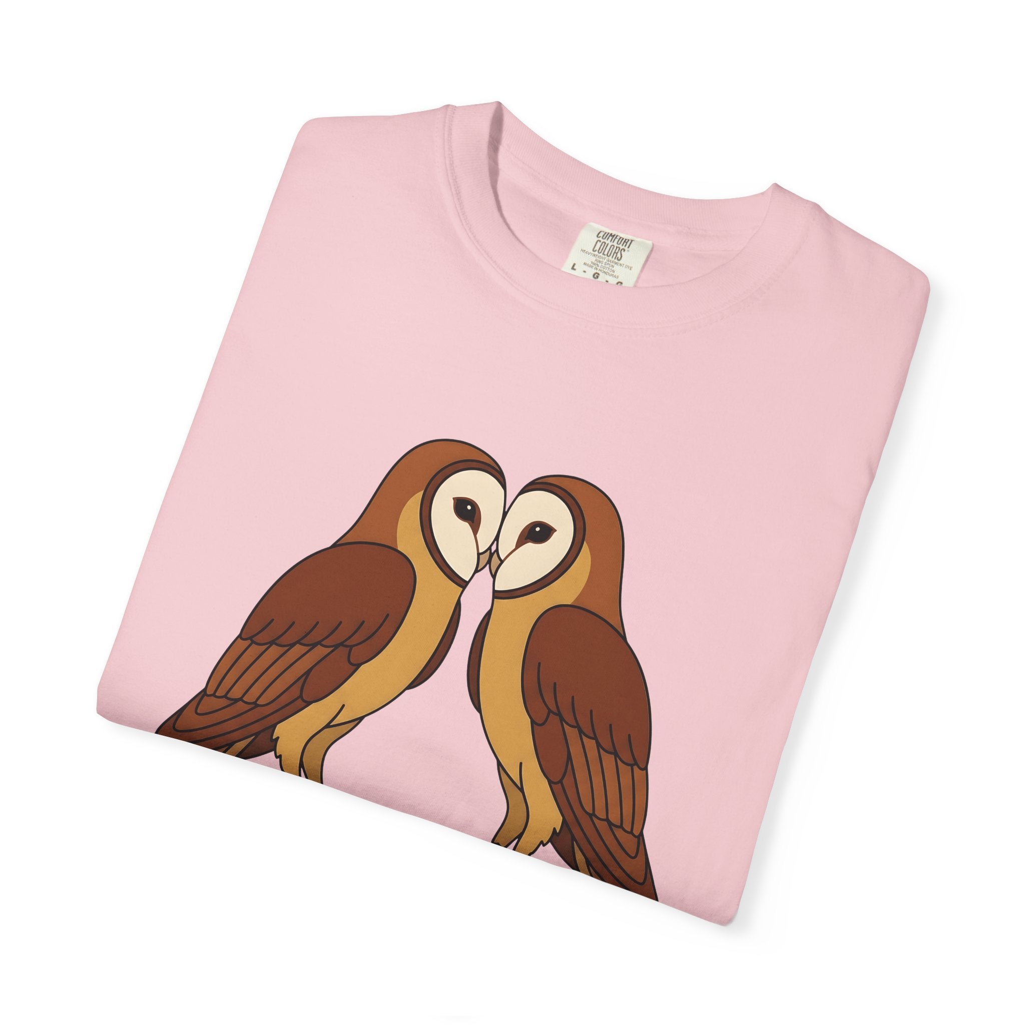 Barn Owl Pair Shirt Valentines Day Animal Gift Women Cartoon Tee Owl T-Shirt Valentine Fan Cute Tshirt Wildlife Graphic Minimalist