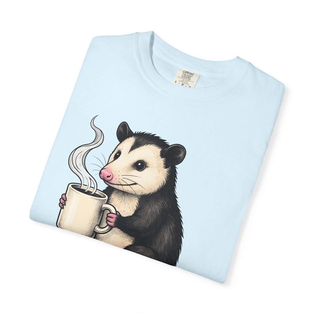 Possum Coffee Cup Shirt Animals Coffee Gift Women Cute Tee Opossum T-Shirt Wildlife Fan Cute Tshirt Coffee Design Hand Drawn Mug Tshirt