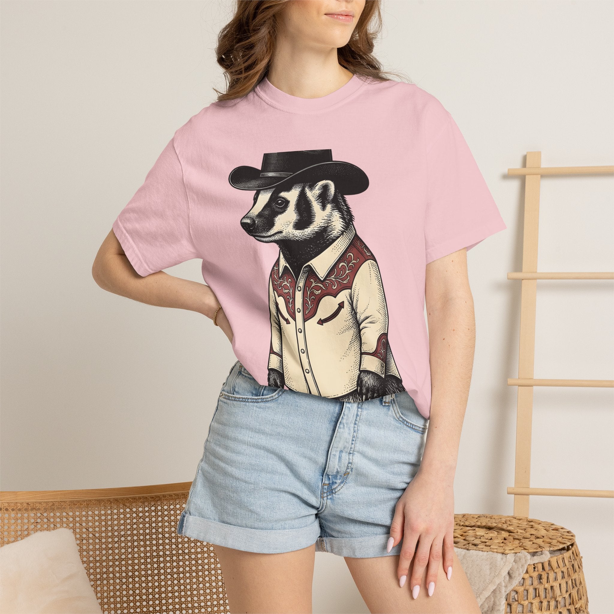 Western Badger Shirt Cowgirl Fauna Gift Women Heritage Tee Badger T-Shirt Cowboy Fan Vintage Tshirt Wildlife Graphic Ink Hat Cowboy Tshirt