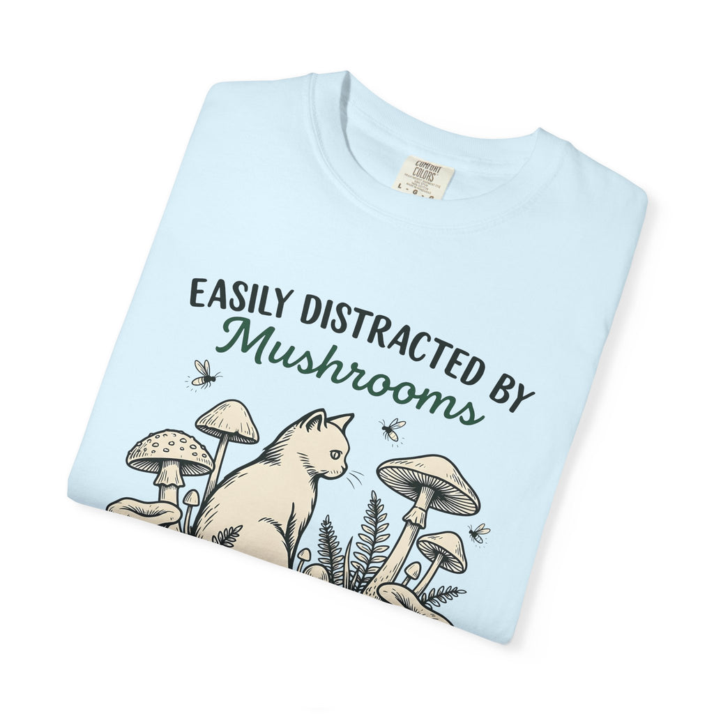 Feline Mushrooms Shirt Cat Environment Gift Women Cartoon Tee Fungal T-Shirt Cat Fan Funnies Tshirt Eco Graphic Classic Mollusk Tshirt