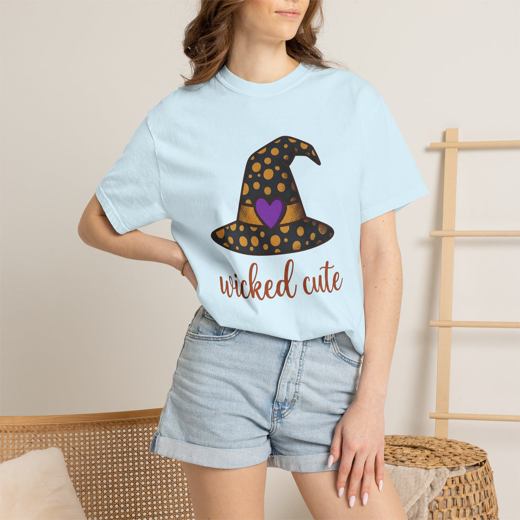Witch Hat Shirt Halloween Enchantment Gift Women Playful Tee Pointy Hat T-Shirt Spooky Fan Whimsical Tshirt Magical Graphic Storybook Heart