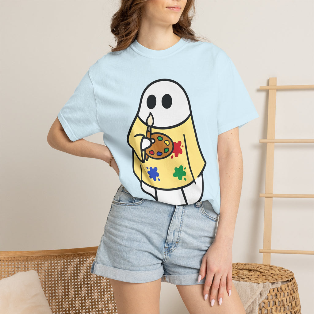 Apparition Artist Shirt Teacher Autumn Gift Women Playful Tee Ghost Artist T-Shirt Educator Enthusiast Whimsical Tshirt Fall Illustration