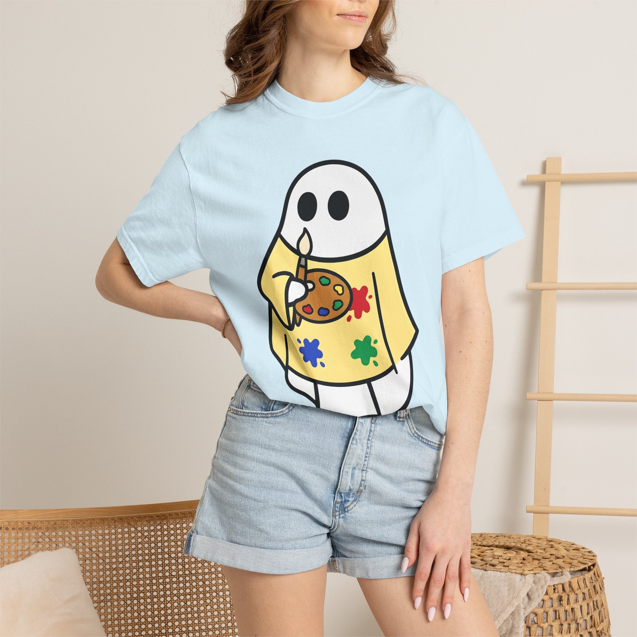 Apparition Artist Shirt Teacher Autumn Gift Women Playful Tee Ghost Artist T-Shirt Educator Enthusiast Whimsical Tshirt Fall Illustration