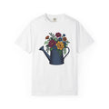 Flowers Watering Pitcher Shirt Easter Blossoms Gift Women Sewing Tee Watering Can T-Shirt Spring Fan Watercolor Tshirt Floral Graphic