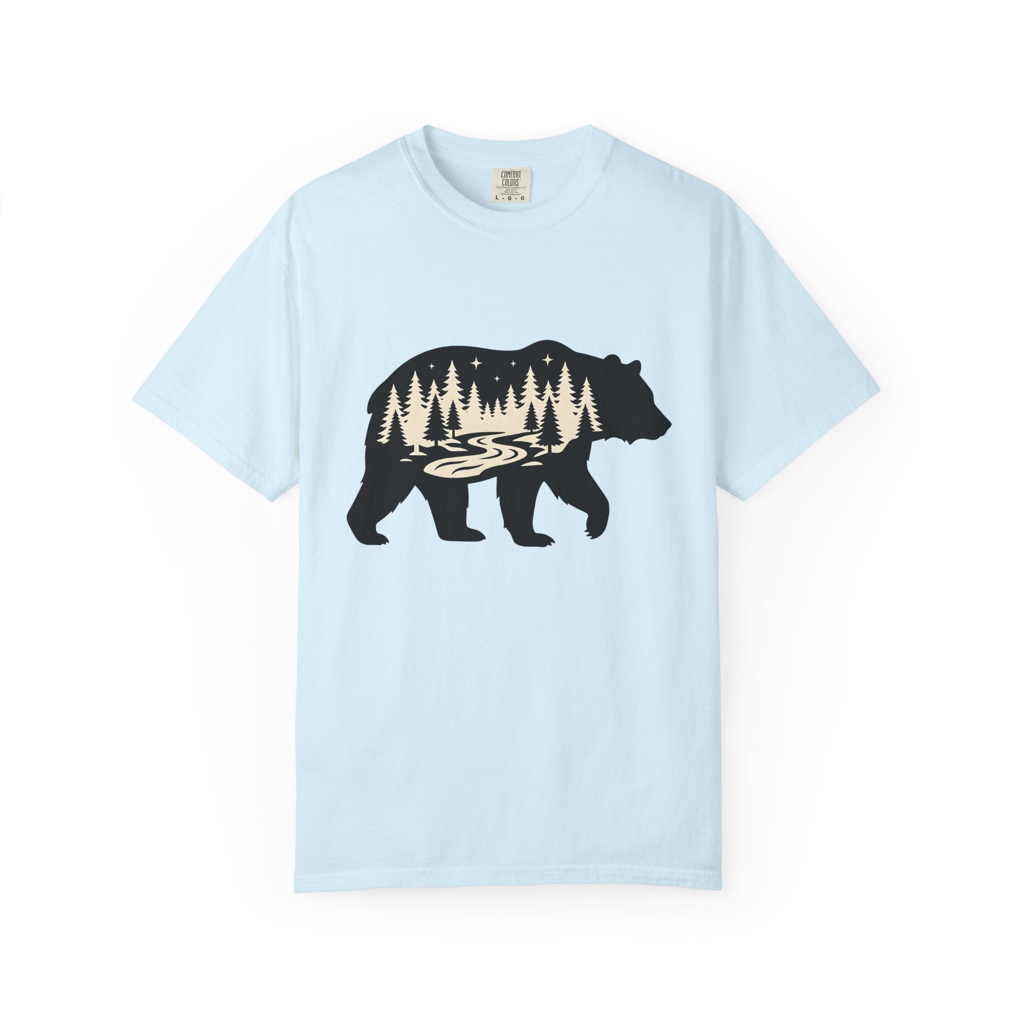 Bear Forest Shirt Cottagecore Woodland Gift Women Minimalist Tee Bear T-Shirt Rustic Fan Simple Tshirt Forest Graphic Nature Pine Trees