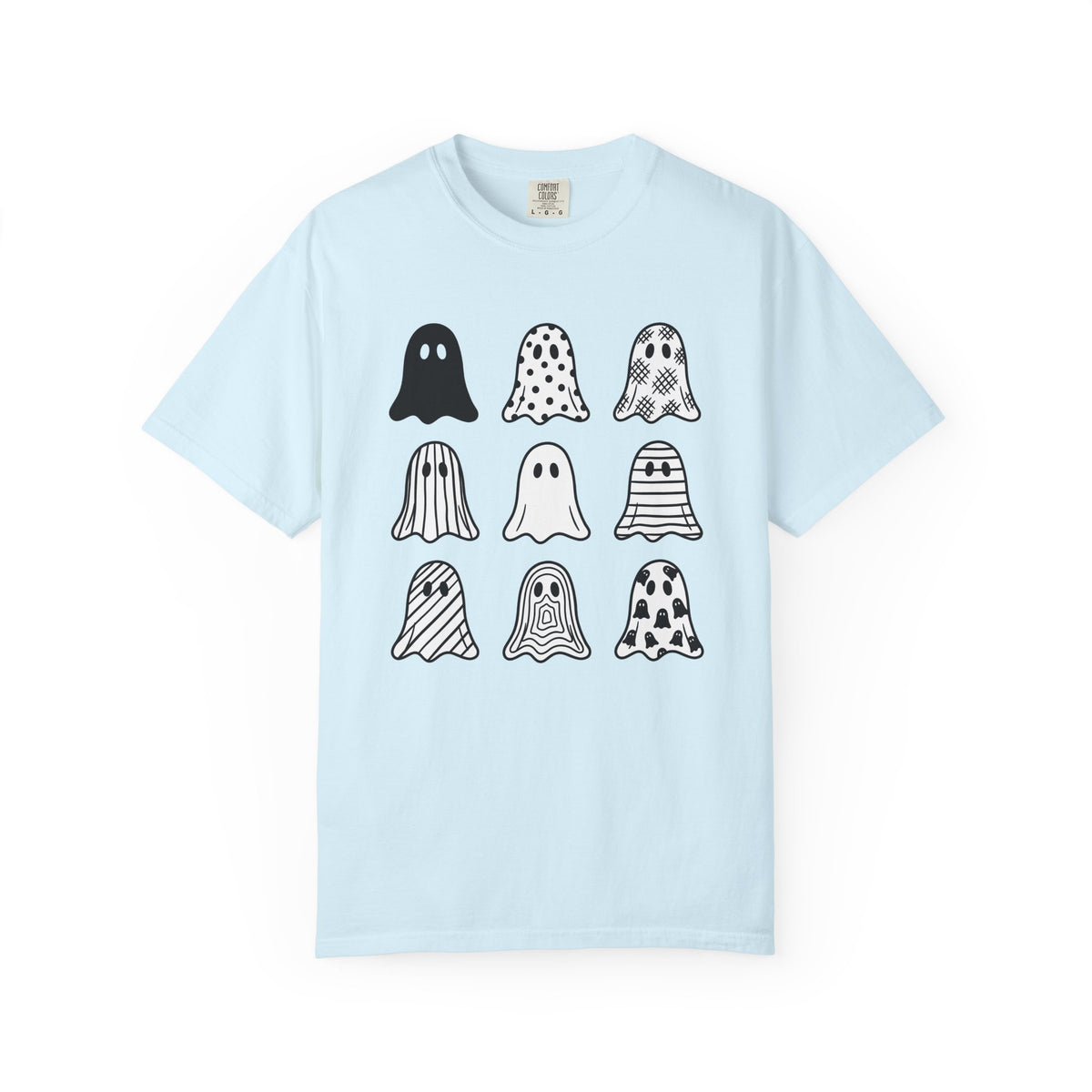 Ghost Motif Shirt St. Valentine's Day Harvest Gift Women Line Art Tee Specter T-Shirt Valentine Fan Illustration Tshirt Sleek Dot Pattern