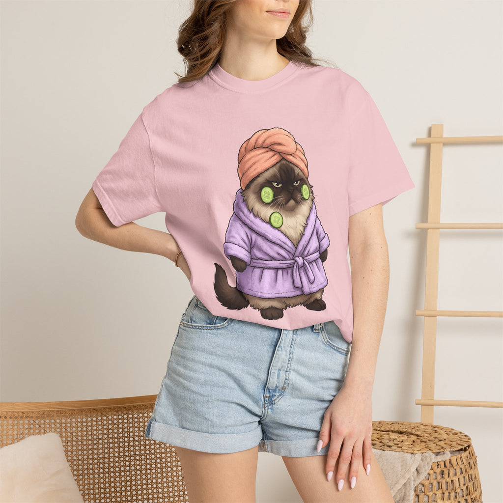 Pampered Cat Shirt Cat Gag Gift Women Animated Tee Kitty T-Shirt Feline Fan Cartoon Tshirt Prank Graphic Manga Bath Wrap Tshirt