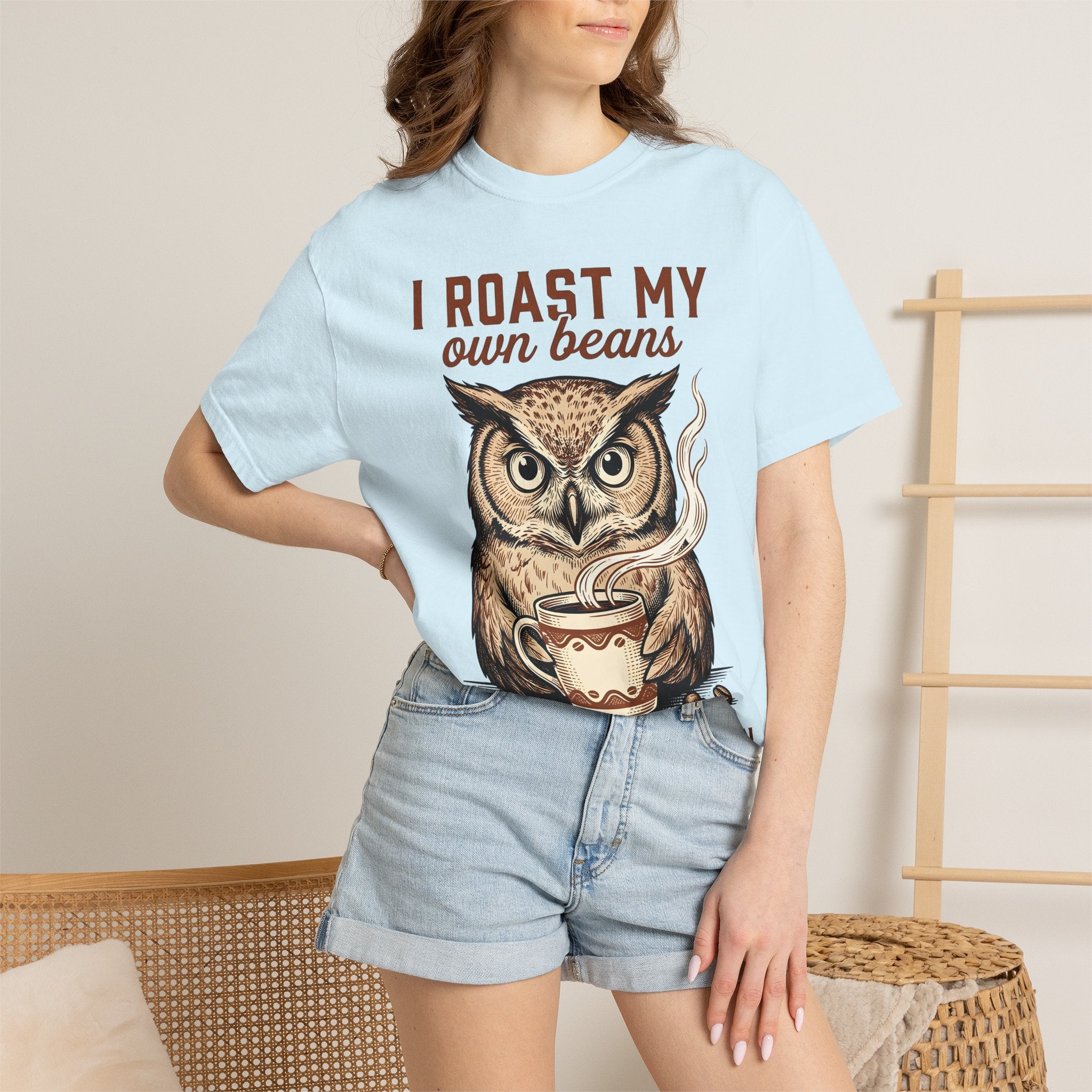 Owl Drink Cup Shirt Coffee Critter Gift Women Classic Tee Mug T-Shirt Coffee Fan Vintage Tshirt Animal Graphic Doodle Coffee Seeds Tshirt