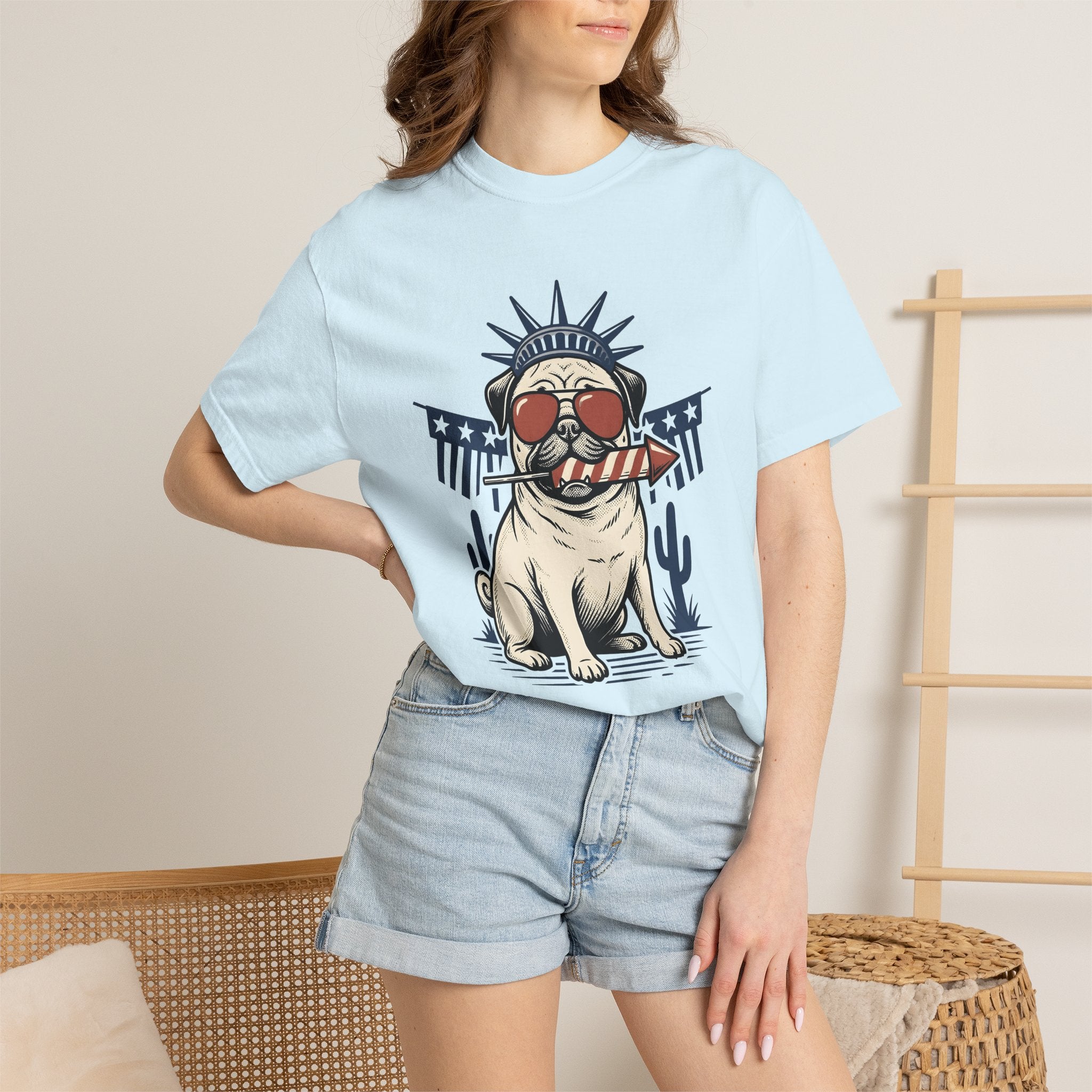 Pug Pet Shirt Dog Usa Gift Women Antique Tee Poodle T-Shirt Dog Fan Vintage Tshirt American Graphic Old School Sun Glasses Tshirt